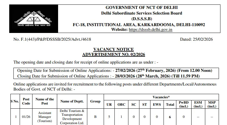 dssb-job-vacancy-2026
