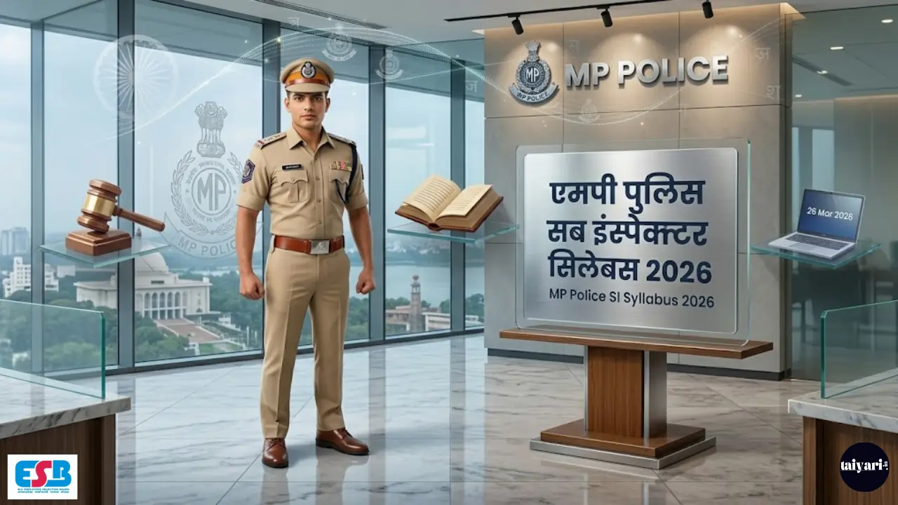 Get MP Police SI Syllabus 2026 in Hindi with Prelims & Mains exam pattern, topic-wise breakdown, and PDF download link. Complete guide for MPESB Subedar & SI exam.