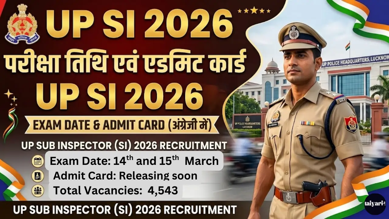 UP SI Exam Date 2026 and admit card download