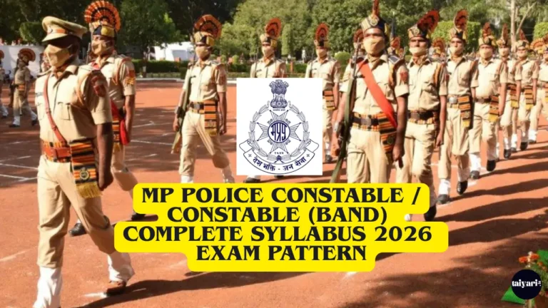MP POLICE CONSTABLE COnstable (band) complete syllabus 2026 exam pattern